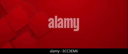 Rounded squares overlap, creating depth and texture on a red background. Stock Vector