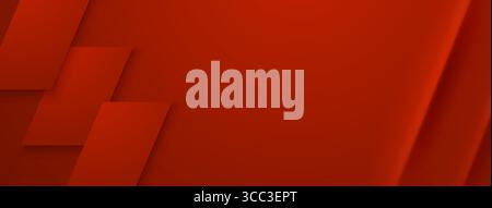 Red rectangles overlap, creating depth and dimension, forming an abstract background. Stock Vector