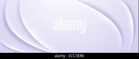 Smooth, flowing, light purple and white abstract background with curved shapes, creating a soft and calming visual effect. Stock Vector
