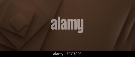 Brown abstract background with layered squares on left side, creating depth. Stock Vector