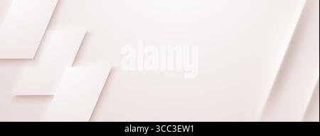 Soft white abstract background with layered geometric shapes and subtle shadows. Stock Vector