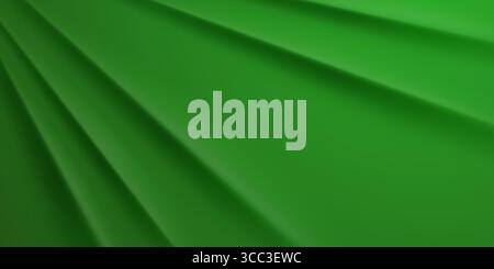 Green abstract background with folded fabric texture and diagonal lines. Stock Vector
