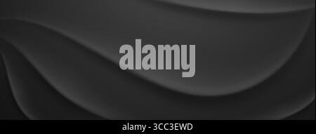 Smooth, dark gray abstract wavy shapes create a flowing pattern, forming a dark, elegant background with soft, curved lines and subtle shading. Stock Vector