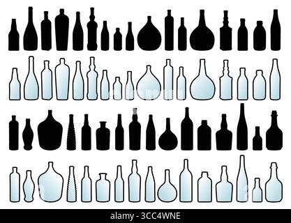 The set of silhouettes of glass bottles. Stock Vector