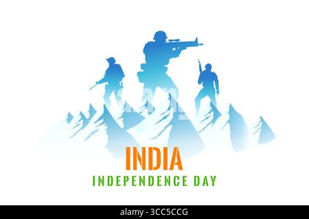 illustration of Indian Army solider nation hero on Pride of India on 15th August Happy Independence Day background Stock Vector