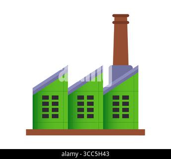 green industrial waste recycling plant. flat vector illustration. Stock Vector