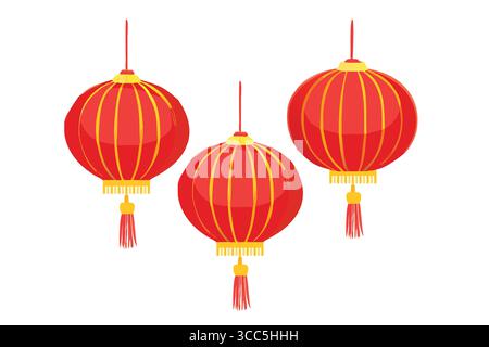 "Traditional Chinese Red Lanterns for Celebration" Stock Vector