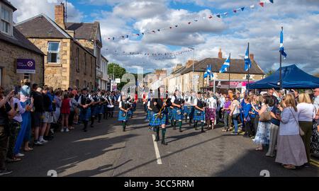 Coldstream Civic Week. Flodden rideout returns to the town after visiting the site of the Flodden battle where the Scottish Army was defeated in 1513 Stock Photo