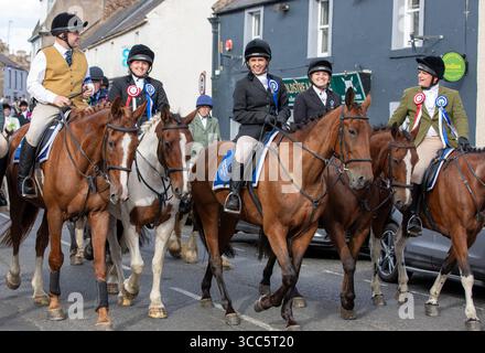 Coldstream Civic Week. Flodden rideout returns to the town after visiting the site of the Flodden battle where the Scottish Army was defeated in 1513 Stock Photo