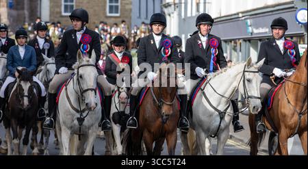 Coldstream Civic Week. Flodden rideout returns to the town after visiting the site of the Flodden battle where the Scottish Army was defeated in 1513 Stock Photo