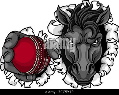 Horse Mustang Cricket Sports Team Mascot Stock Vector