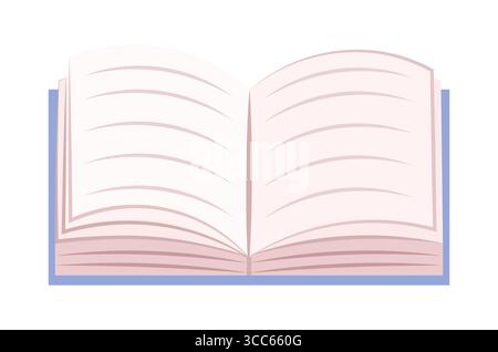 An open blue book and pages on a white background. World Book Day. Education concept. Vector Not AI generated Stock Photo