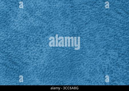 Detailed close up, macro of blue synthetic suede leather texture, faux leather, leatherette. Background for design, fashion, upholstery material visua Stock Photo