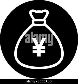 Money Bag with Yen/Yuan Symbol Icon Stock Vector