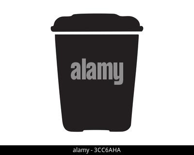 Black silhouette of laundry basket isolated on white background. Concept of household container, clothes storage, laundry room accessory, home organiz Stock Vector