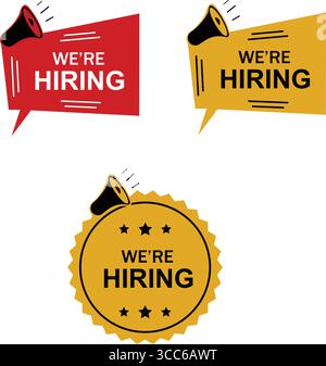 We're Hiring Recruitment Labels and Icons Stock Vector