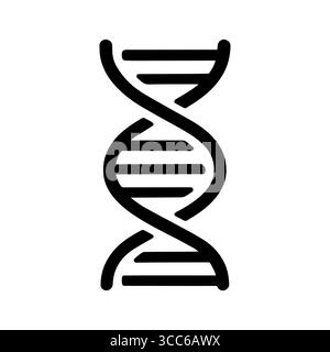 DNA Icon. Isolated Line Illustration of DNA Double Helix, Representing Genetics, Molecular Biology Stock Vector