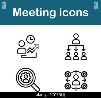 Professional team collaboration icons for business meetings and project management Stock Vector