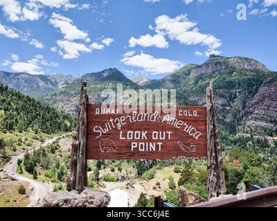 Sign for Ouray Colorado lookout Switzerland of America Stock Photo - Alamy