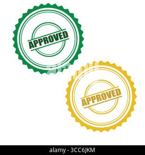 Green and Gold Approved Stamp Seals Red Approved Rubber Stamp Seal Stock Vector