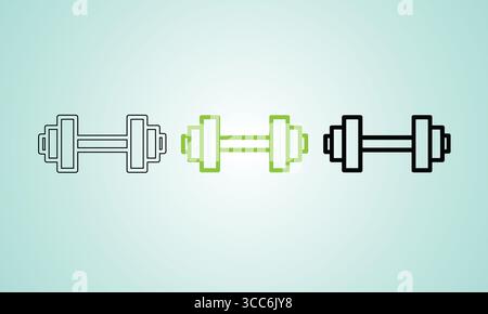 Minimalist Dumbbell Icon Illustrations in Different Color Variations Stock Vector