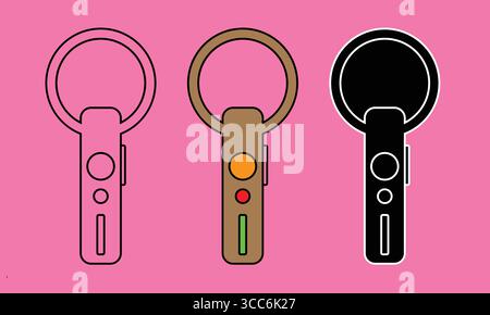 Three Keychain Designs with Ring and Rectangular Body Stock Vector