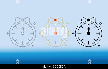 Minimalistic Clock Design in Three Decorative Styles Stock Vector