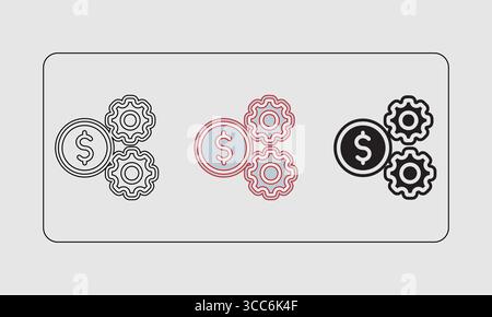 Money Gears Icons for Financial Progress and Business Growth Stock Vector