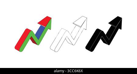 Abstract 3D Arrow Illustrations Representing Business Growth and Progress Stock Vector