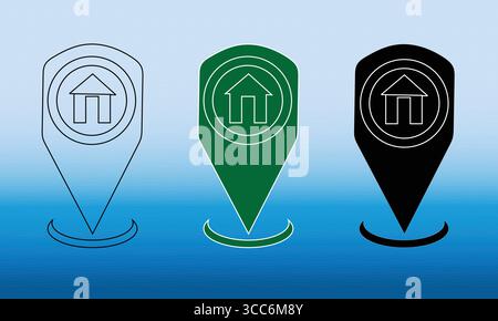 Stylized Real Estate and Navigation Location Pins Stock Vector