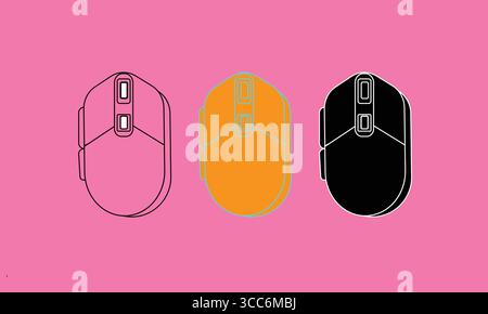 Vector Pop Art Style Computer Mice Illustrations Stock Vector