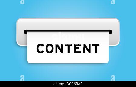 White coupon banner with word content from machine on blue color background Stock Vector