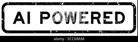 Grunge black AI powered word square rubber seal stamp on white background Stock Vector