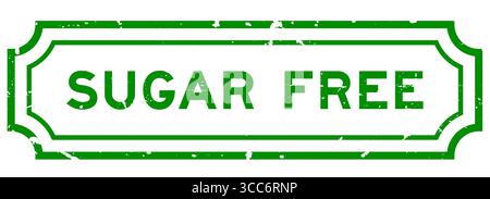 Grunge green sugar free word rubber seal stamp on white background Stock Vector