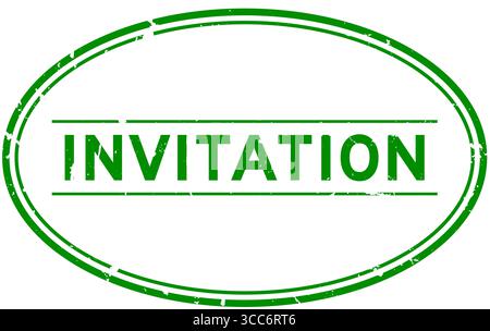 Grunge green invitation word oval rubber seal stamp on white background Stock Vector