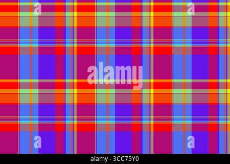 Vibrant plaid pattern with intersecting lines and bold colors, ideal for backgrounds, textiles, or designs needing a playful, classic texture and colo Stock Vector