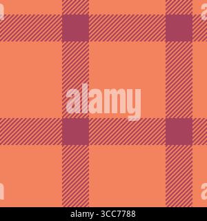 Vibrant coral and maroon plaid pattern.  Perfect for autumnal designs, textile prints, or website backgrounds.  This seamless texture offers a warm, i Stock Vector