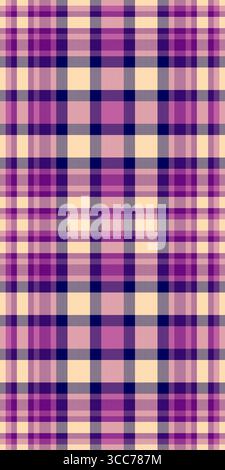 Cute fabric pattern plaid, summertime tartan textile seamless. Cosy check texture vector background in peach puff and pink colors palette. Stock Vector