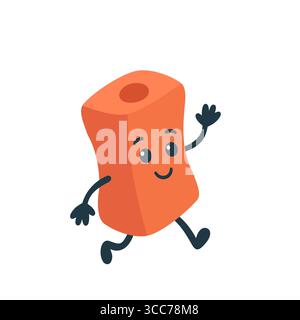 Cute cartoon pencil sharpener character, flat vector illustration Stock Vector