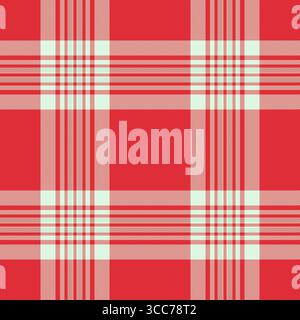 Classic plaid pattern in vibrant red and soft white. Creates a warm, cozy feel. Ideal for backgrounds, textiles, or graphic designs needing a touch of Stock Vector