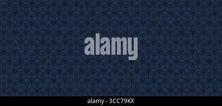 Sophisticated navy blue geometric textile pattern.  Intricate cube design ideal for website backgrounds, fashion prints, or packaging.  Subtle texture Stock Vector