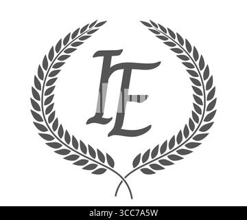 Initial letter I and E, IE monogram logo design with laurel wreath. Luxury emblem with calligraphy font. Stock Vector
