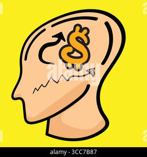 Light bulb shining inside human head symbolizing new idea Stock Vector