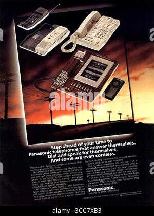 1983 Panasonic Cordless Telephone Answering Machine Ad Stock Photo