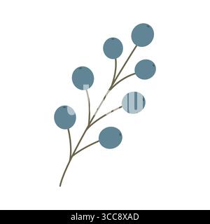 Bunch of blue berries, hand-drawn. Cosy autumn set. Vector illustration. Stock Vector