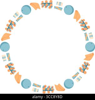 Colorful Minimal Flat Circle Frame Stock Vector