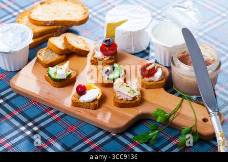 Assorted homemade canape appetizers Stock Photo