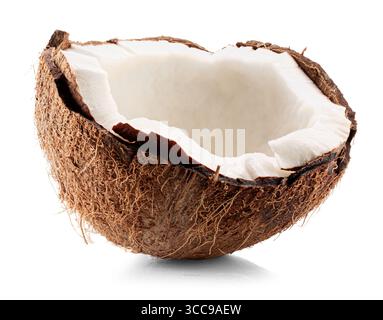 half of coconut isolated on white background. Stock Photo
