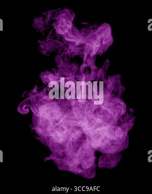 purple smoke on black background. Stock Photo