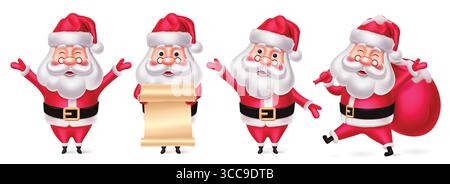Santa Claus characters Set Perfect for holiday Greeting Design Vector illustration Stock Vector